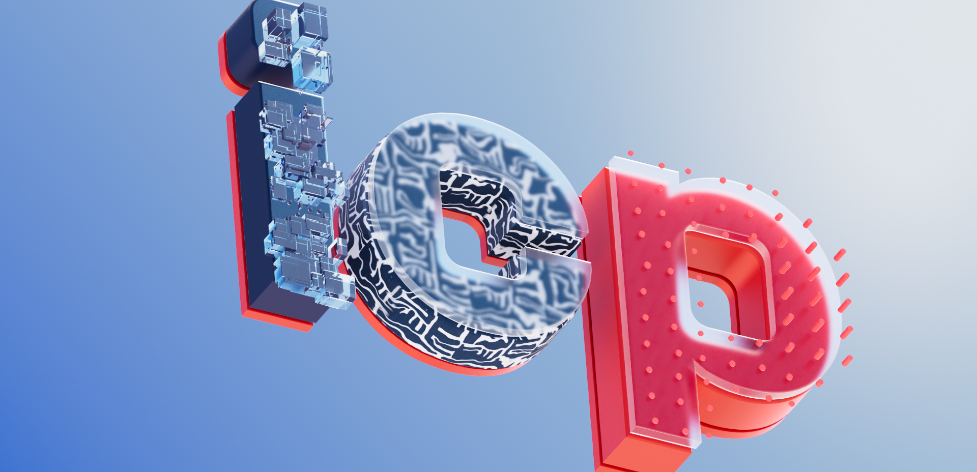 Modélisation 3D des lettres ICP par Pagecran : matériaux, lumière et data tech